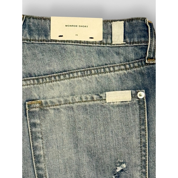 7 For All Mankind Monroe Shorts Women’s 26 Distressed Denim Cutoff Raw Hem NWT - Picture 8 of 10